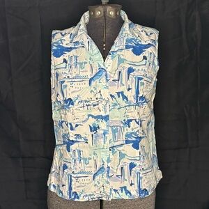 🍋Lemon Grass Studio🍋 Blue Patterned Top